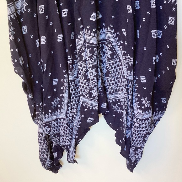 Soft Surroundings Geometric Aztec Print Crinkle Gauze Kimono - Blue - L - Picture 6 of 7